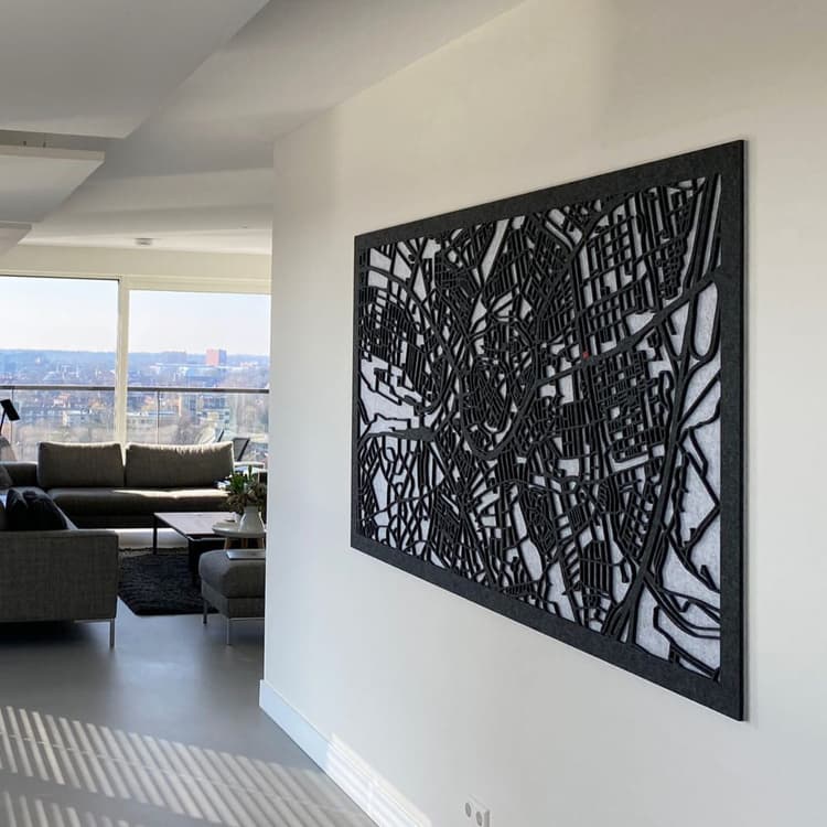 EASYfelt PET-vilt akoestisch wandpaneel | Zelfklevend | PET-vilt City map | Woning